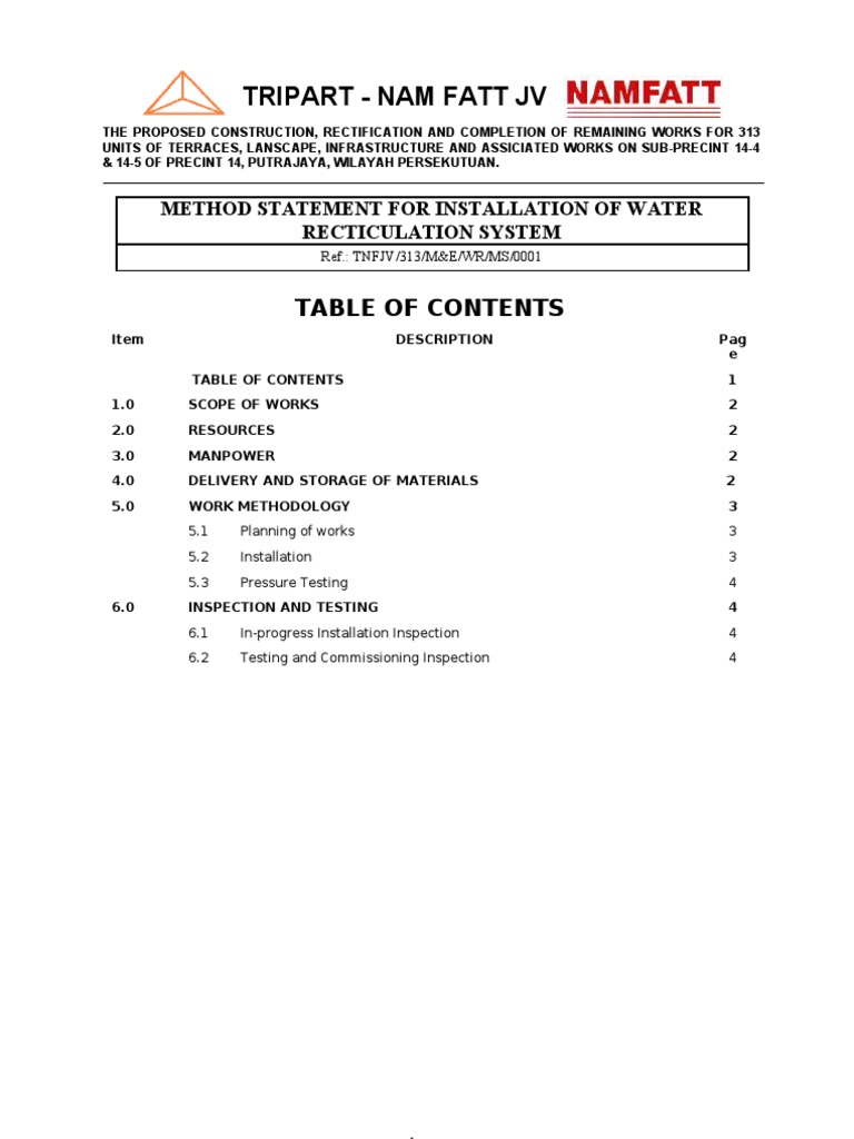 Water Reticulation Installation Method | PDF | Pipe (Fluid Conveyance ...