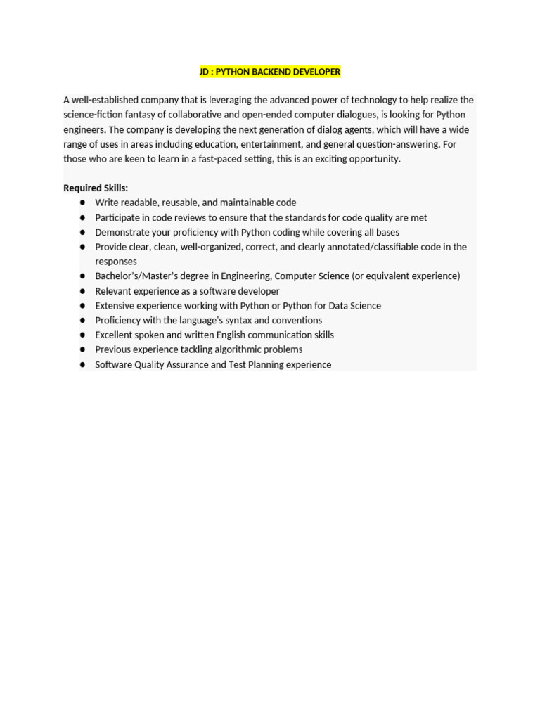 Python Backend Developer | PDF
