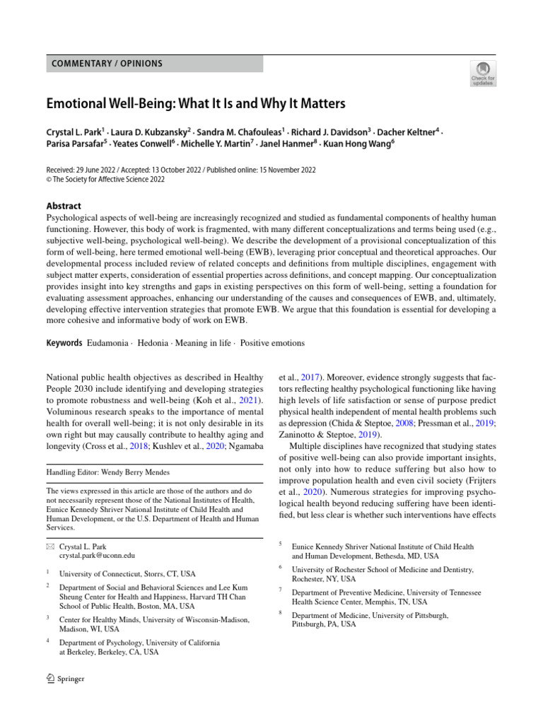 Emotional Well Being Pdf