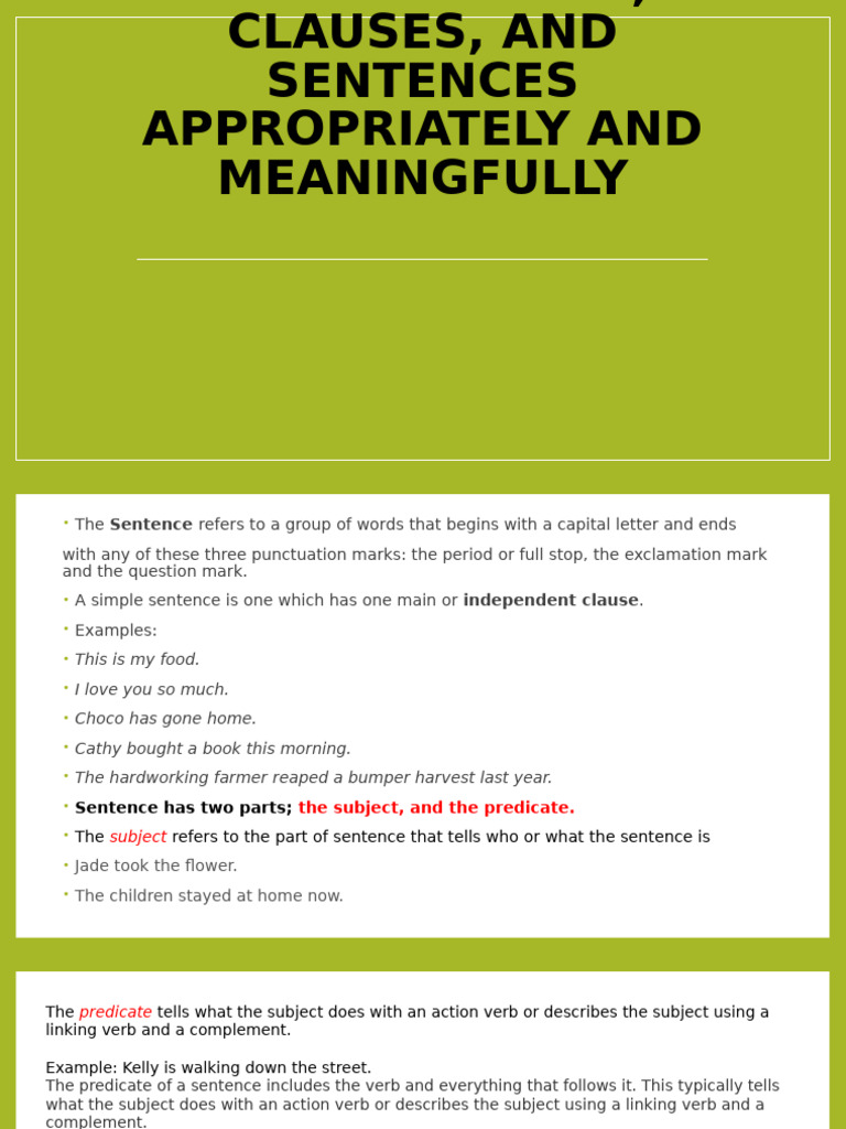 Using Phrases, Clauses, and Sentences Appropriately | PDF
