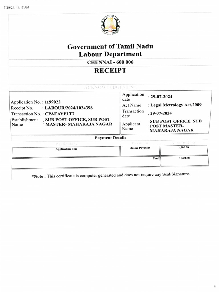 Weighing Scale Stamping Certificate PDF