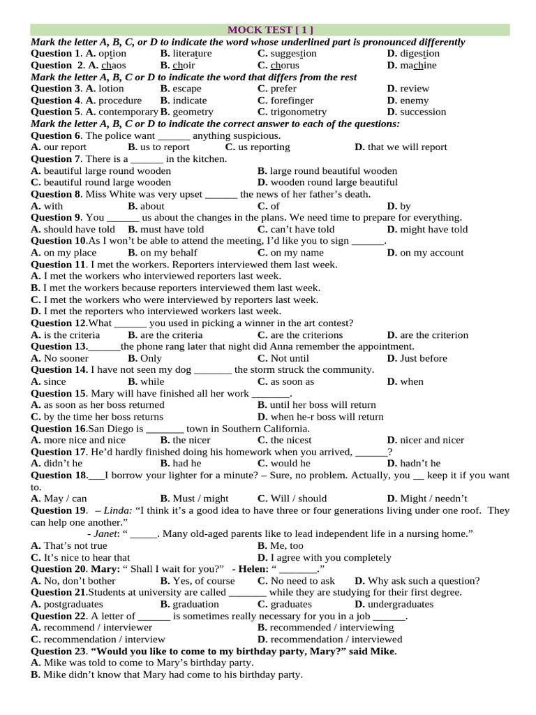 Mock Test | PDF