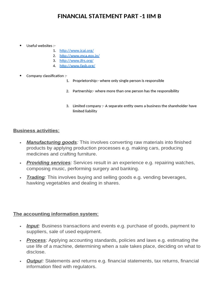 Financial Statement Overview IIM B | PDF | Expense | Equity (Finance)