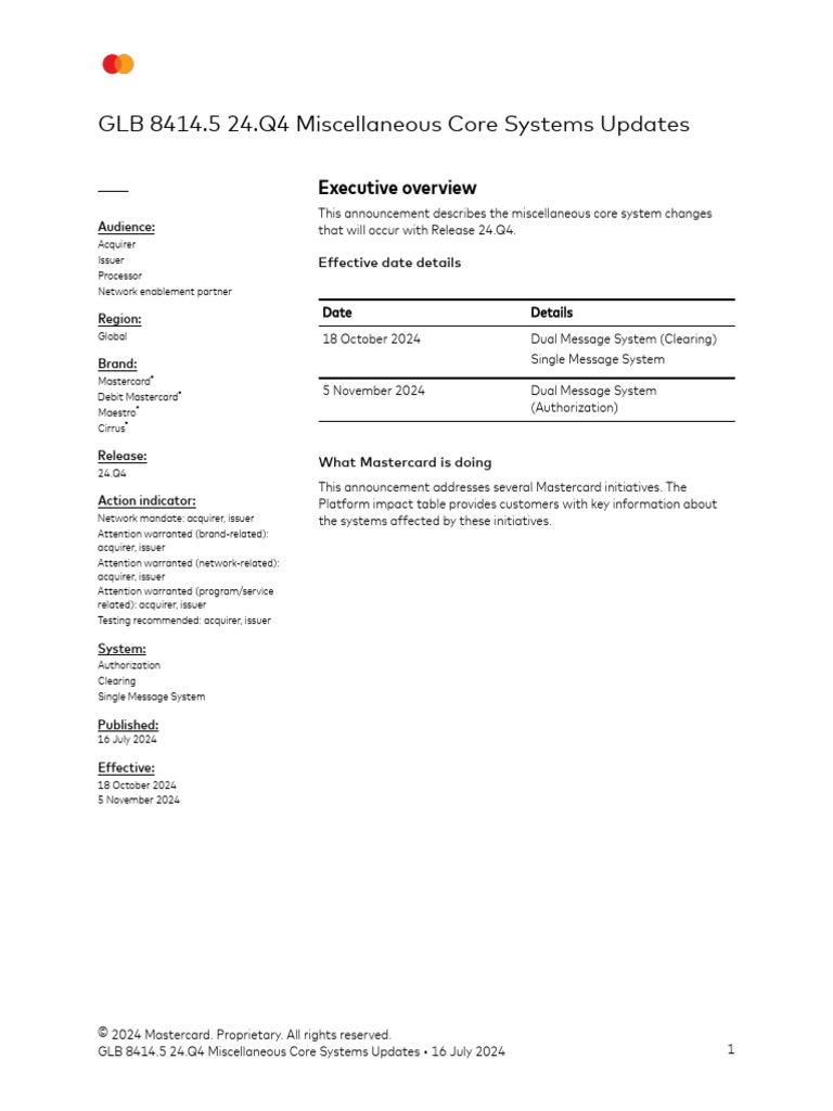 Mastercard Important Annonocument | PDF