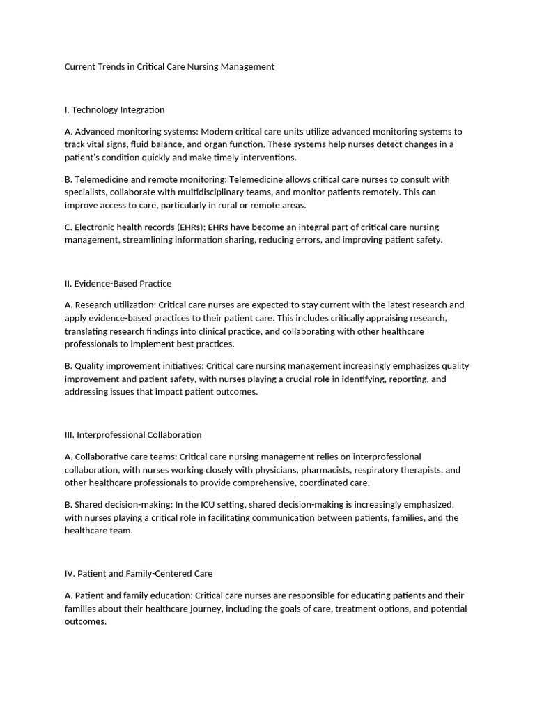 Trends in Critical Care Nursing Management | PDF | Intensive Care ...
