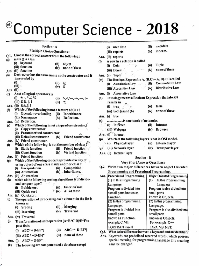 JAC Class 12 2018 Computer Science | PDF