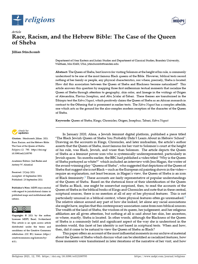 Race Racism and The Hebrew Bible The Case of The Q | PDF