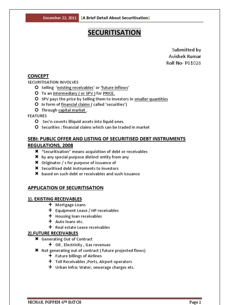 Understanding Securitisation Basics | PDF | Securitization | Securities ...