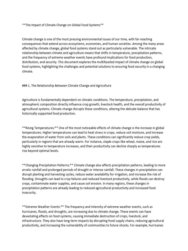 Climate Change & Global Food Systems | PDF | Climate Change ...