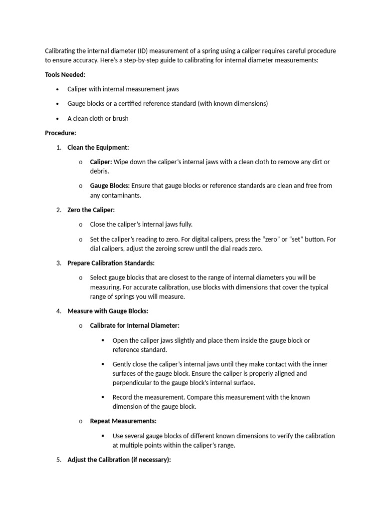 Spring ID Calibration | PDF