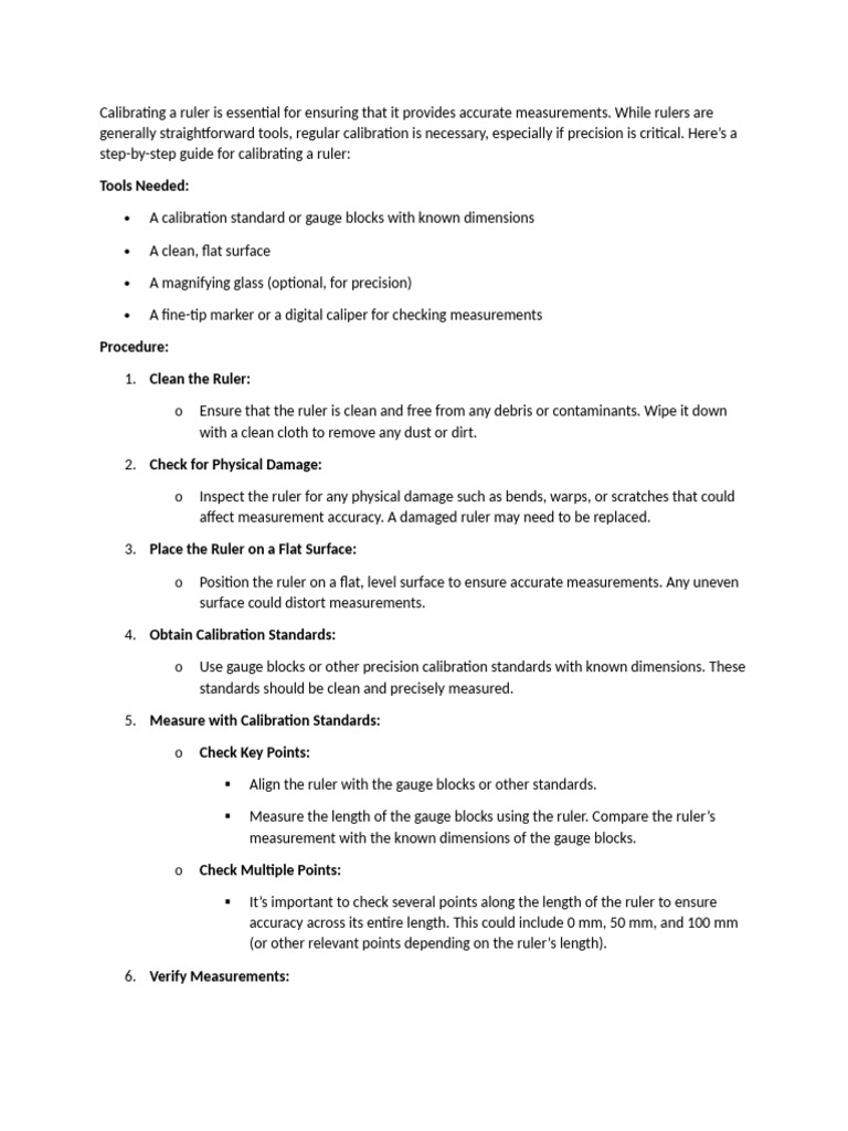 Ruler Calibration Procedure | PDF