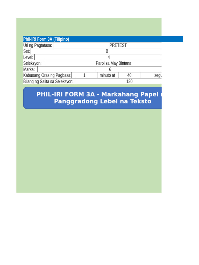 Phil-IRI Forms 3A & 3B Overview | PDF | Written Communication | Applied ...
