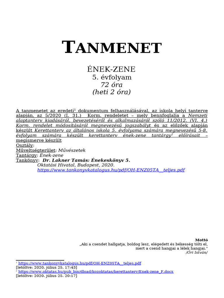 Ének - Zene 5.o. | PDF