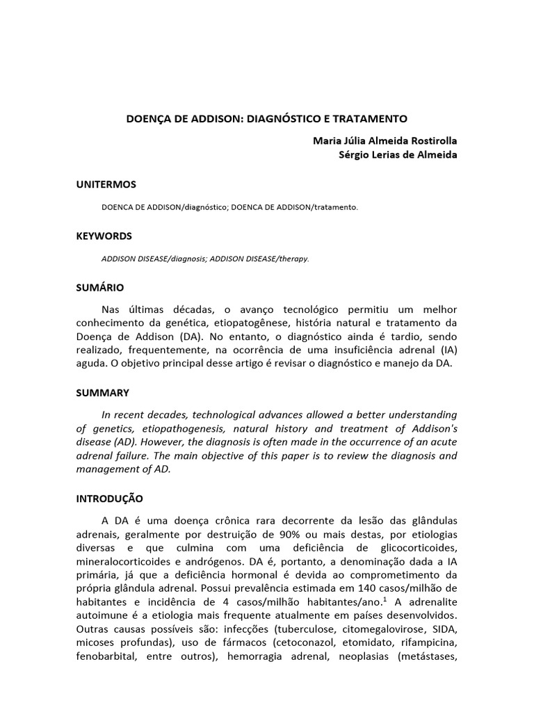 Doenca de Addison Diagnostico e Tratamento | PDF