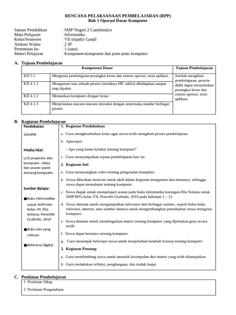 Rpp informatika smp vii ganjil 1 halaman pdf