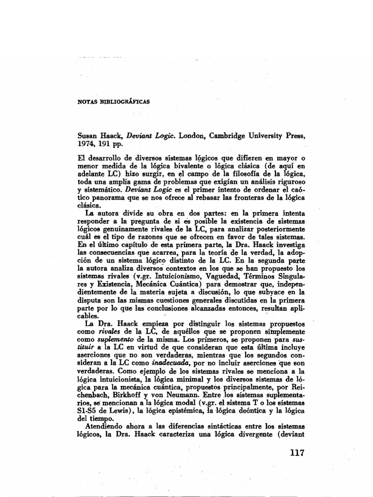 Susan Haack y la Lógica Divergente | PDF | Logic | Philosophy