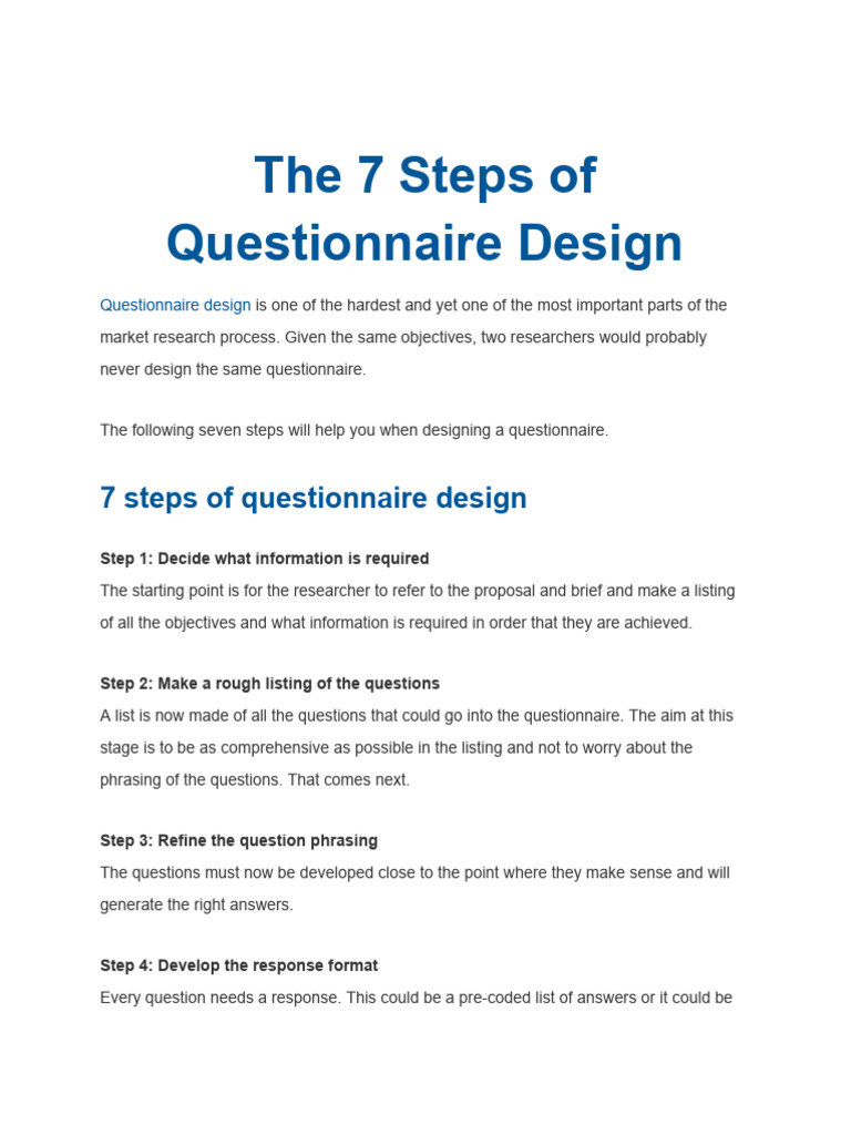 GP - Conducting Resaerch - Questionnaire Designing | PDF ...