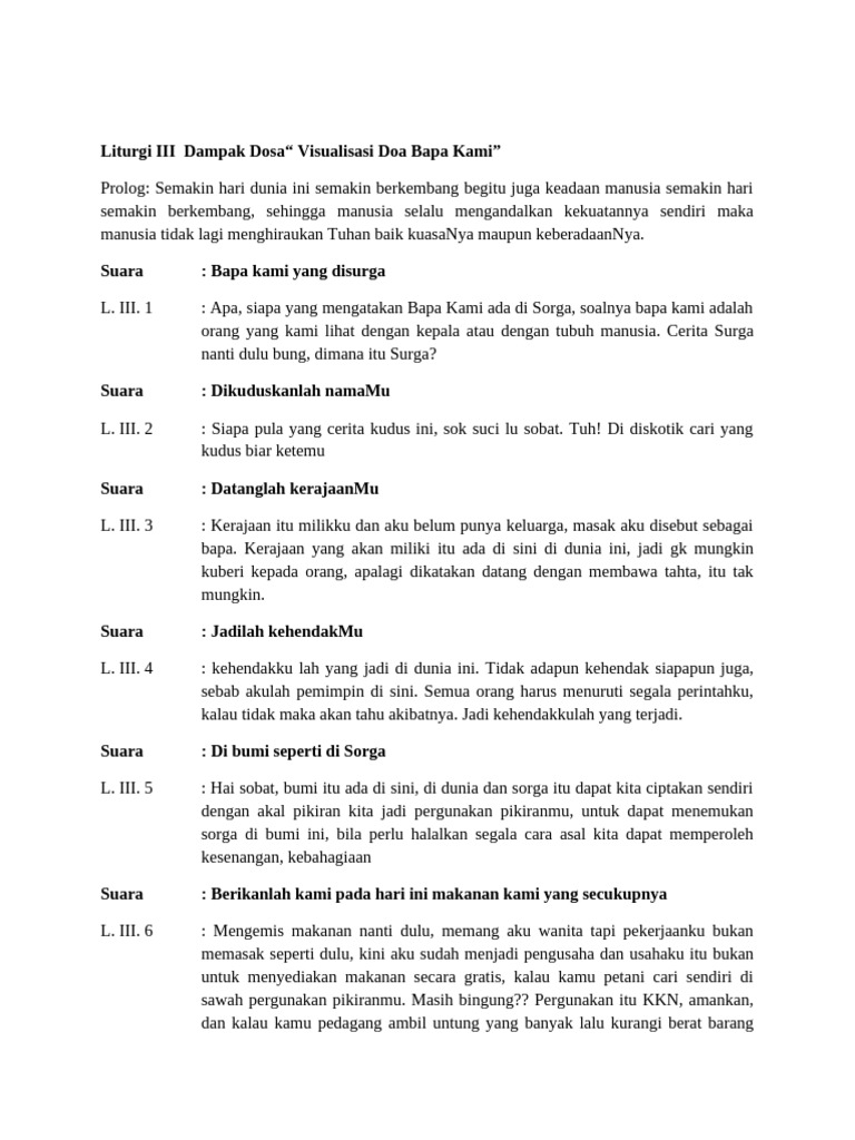 Liturgi Visualisasi Doa Bapa Kami Pdf