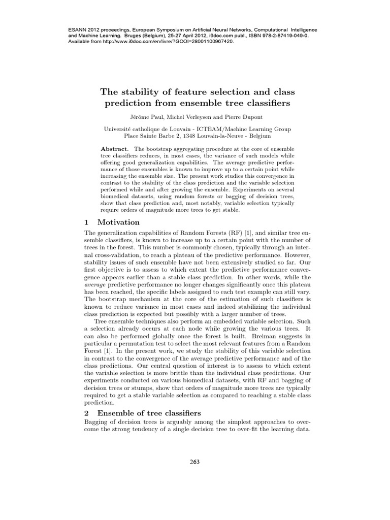 The Stability of Feature Selection and Class | PDF