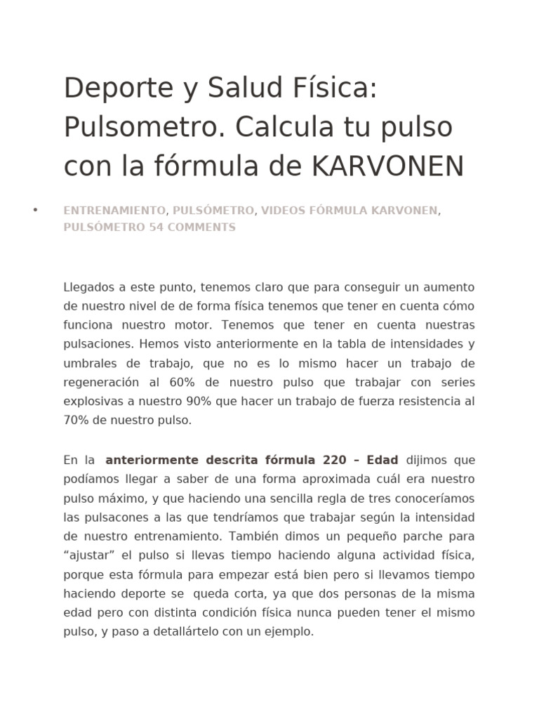 Fórmula Karvonen | PDF