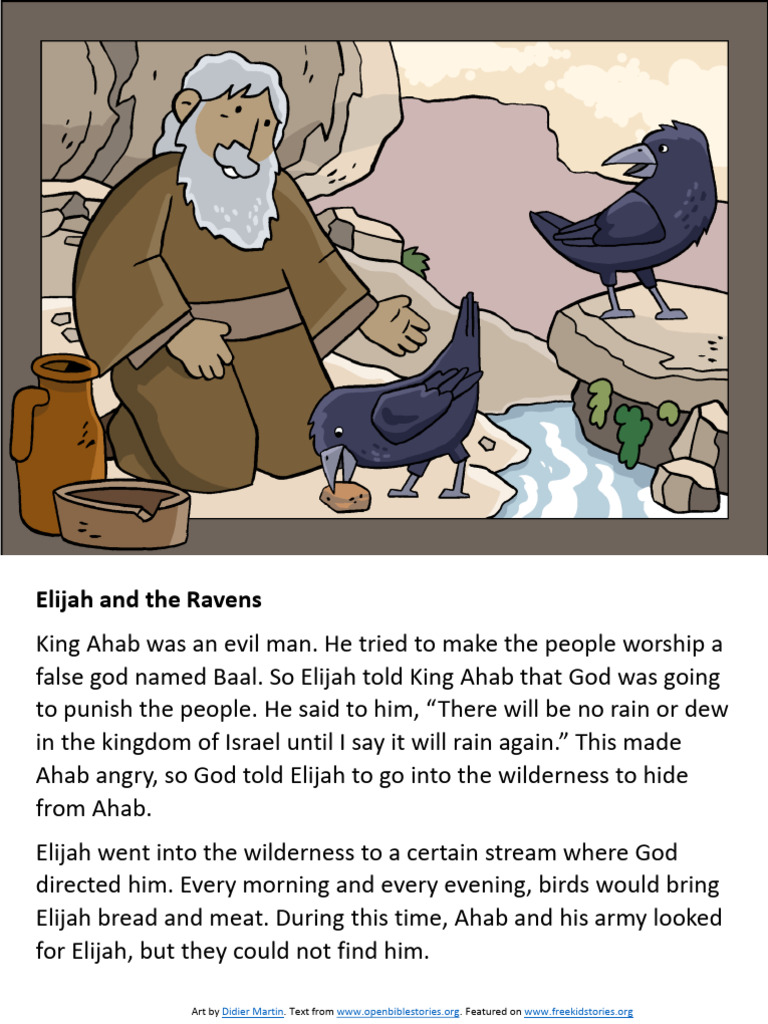 Elijah and The Ravens - Story and Coloring Page | PDF | Classics