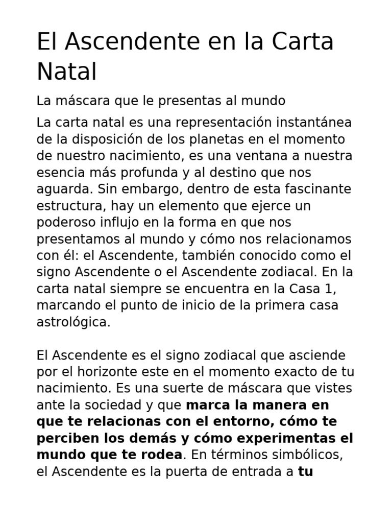 El Ascendente en La Carta Natal | PDF