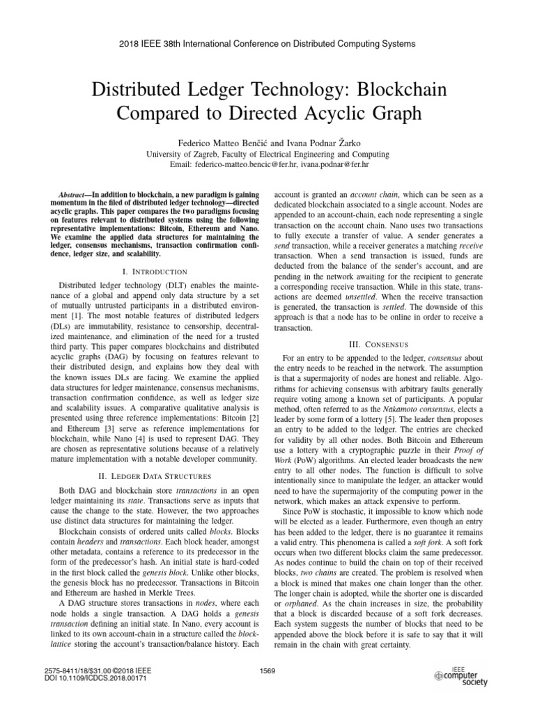 Distributed Ledger Technology Blockchain Compared To Directed Acyclic ...