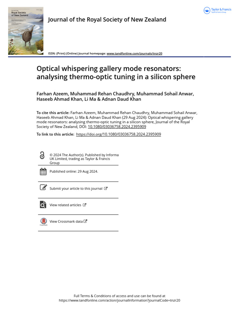 Optical Whispering Gallery Mode Resonators Analysing Thermo-Optic ...