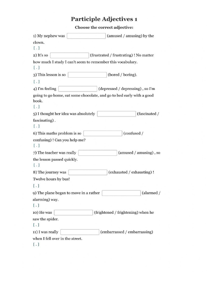 Part Adjectives Practice | PDF