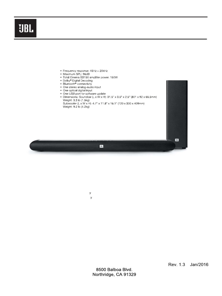 JBL Sb150 SM | PDF