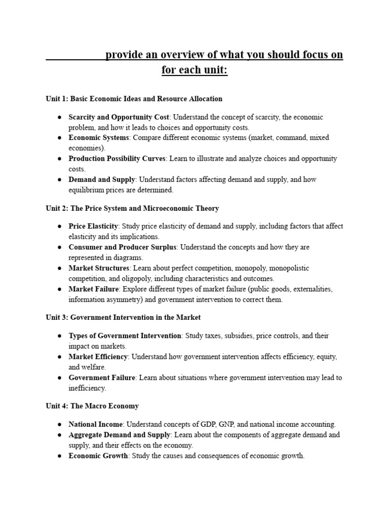 These Notes Provide An Overview of What You Should Focus On For Each ...