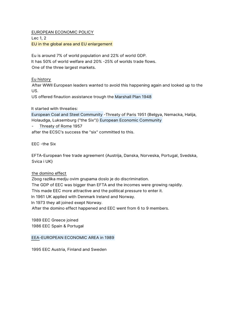 European Economic Policy 1,2 | PDF