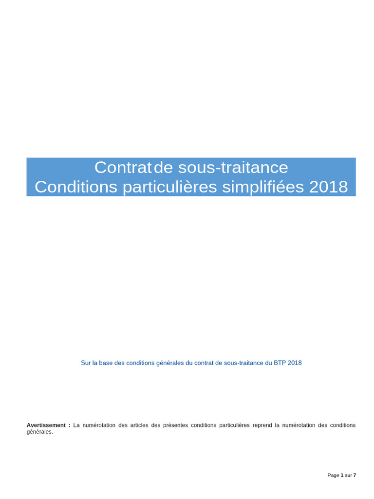 Conditions Particulières Simplifiées - Edition 2018 | PDF