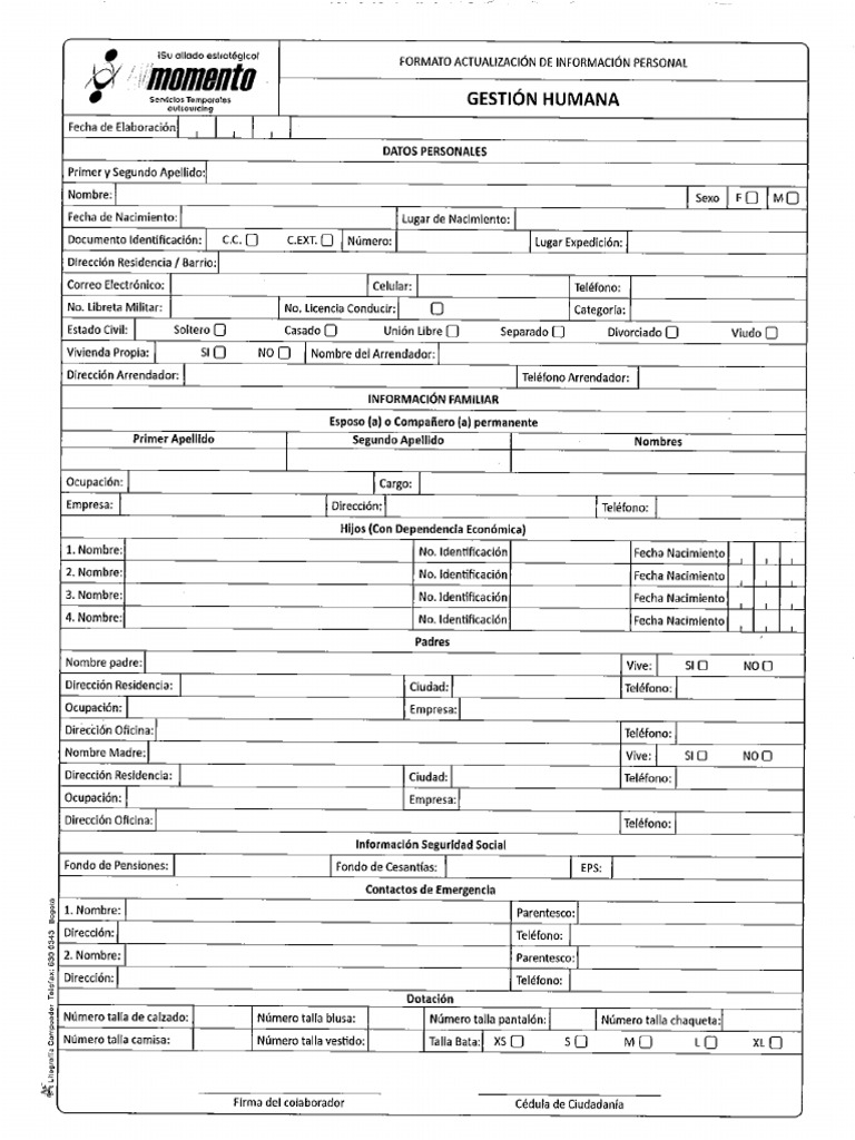 Actualizacion datos pdf