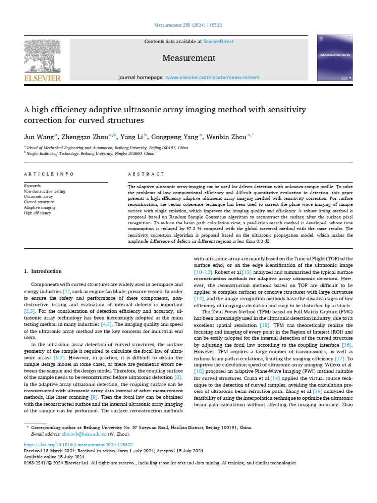 A High Efficiency Adaptive Ultrasonic Array Imaging Method With - 2024 ...