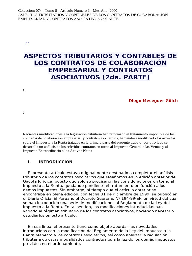 00 ASPECTOS TRIBUTARIOS Y CONTABLES DE LOS CONTRATOS DE COLABORACIÓN ...