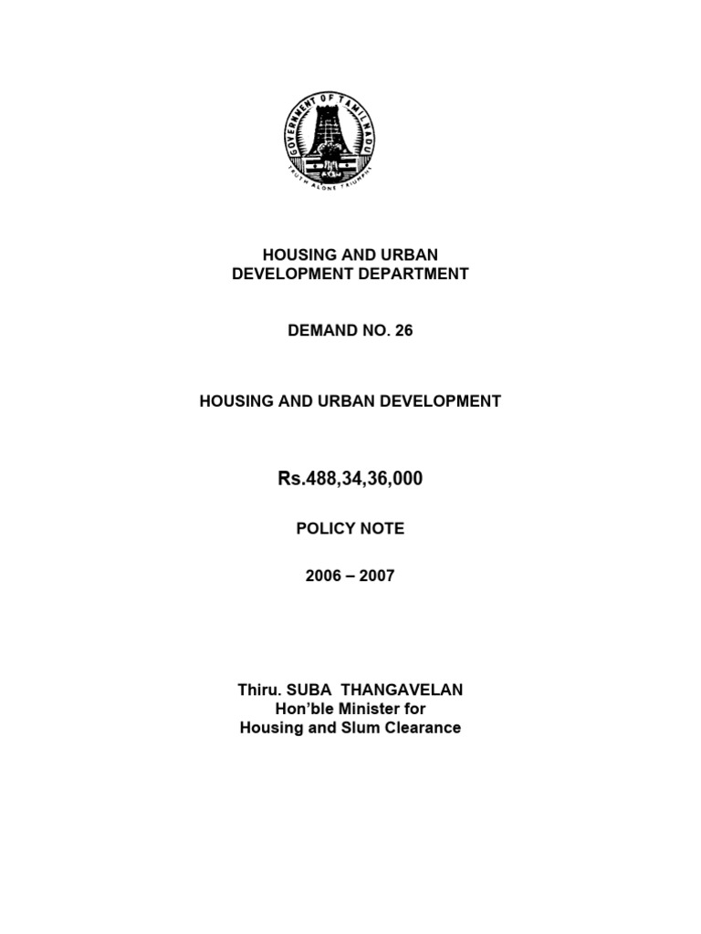 Housing Policy TN Govt | PDF