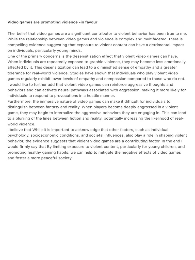 Impact of Violent Video Games on Behavior | PDF | Games & Activities ...