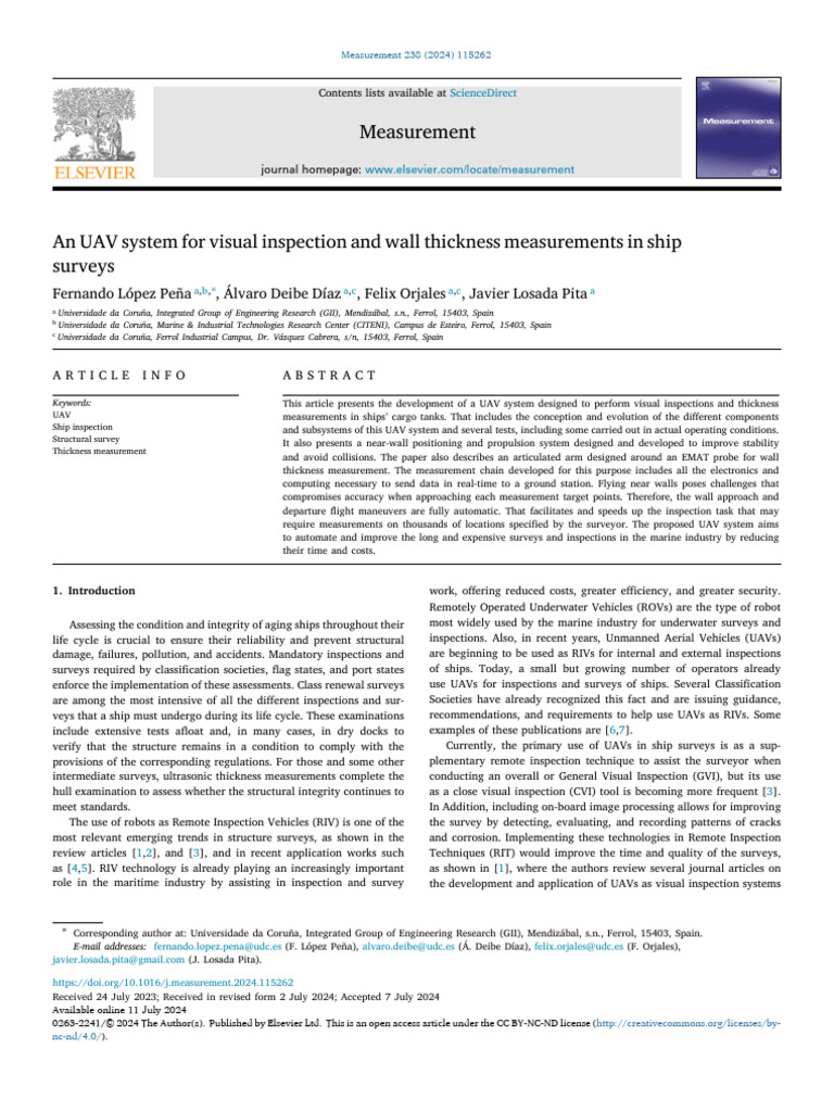 An UAV System For Visual Inspection and Wall Thickness Measure - 2024 ...