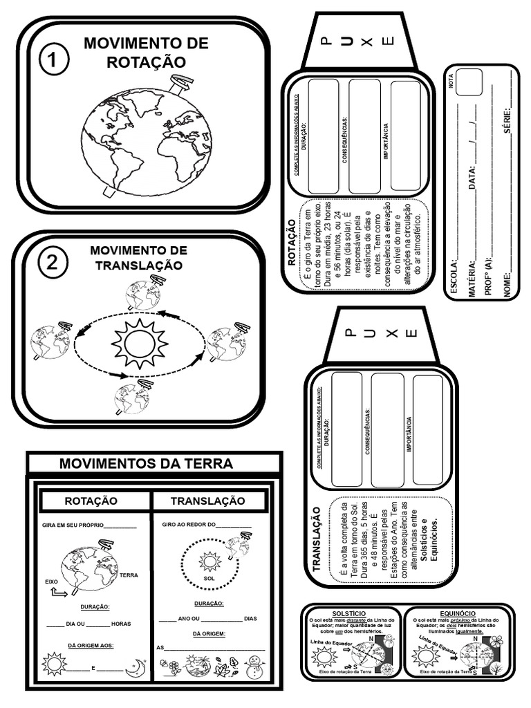 Atividades sobre Movimentos da Terra | PDF | Terra | Planetas do ...