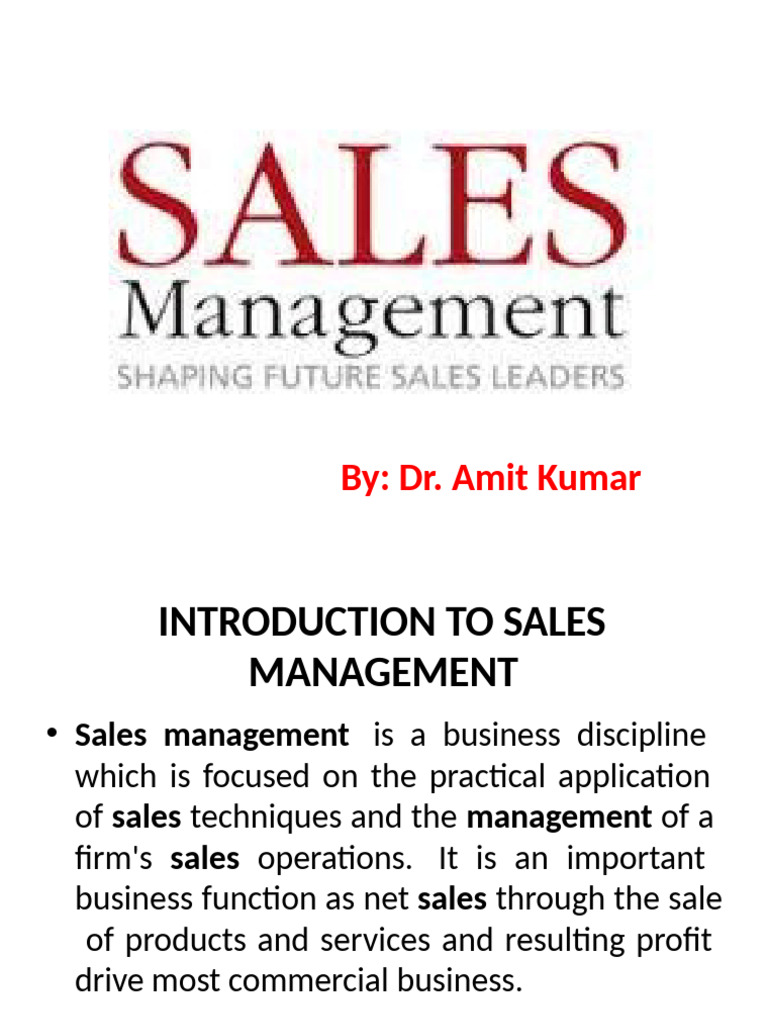 Sales Management Overview and Importance | PDF | Sales | Marketing