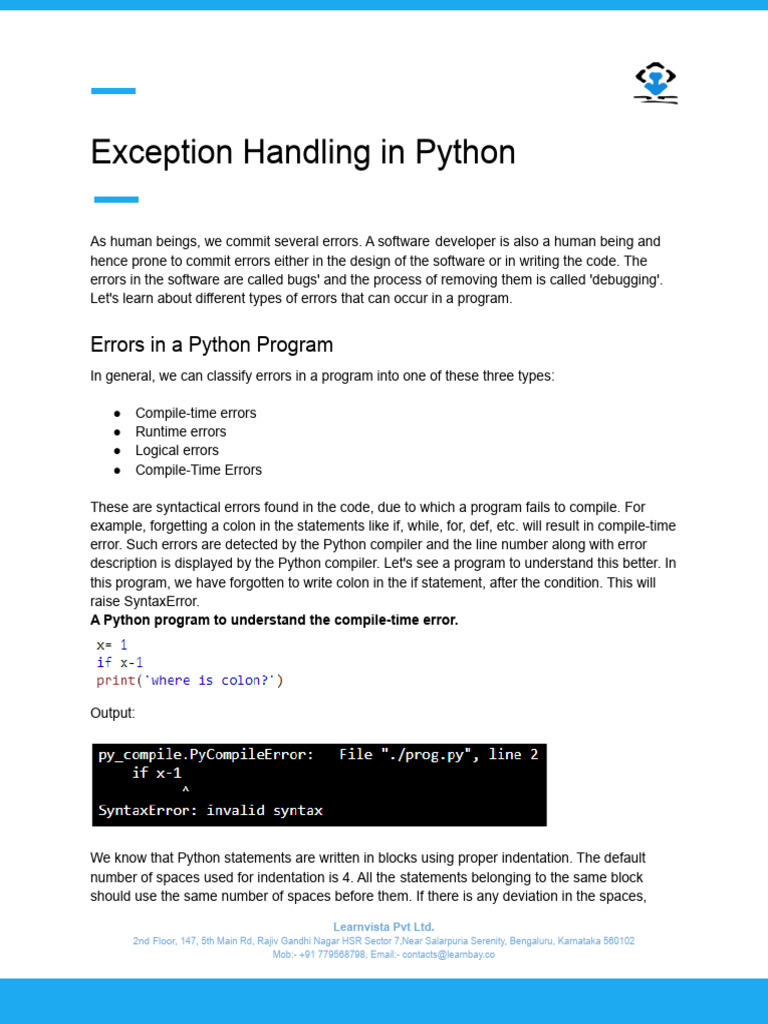 Exception Handling in Python | PDF