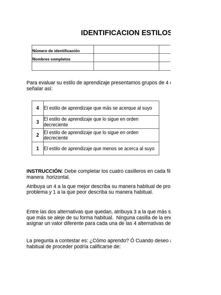 Identificación de Estilos de Aprendizaje | PDF | Aprendizaje | Experiencia