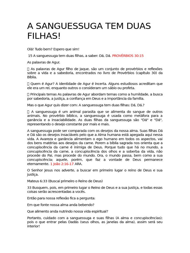 A Sanguessuga Tem Duas Filhas | PDF