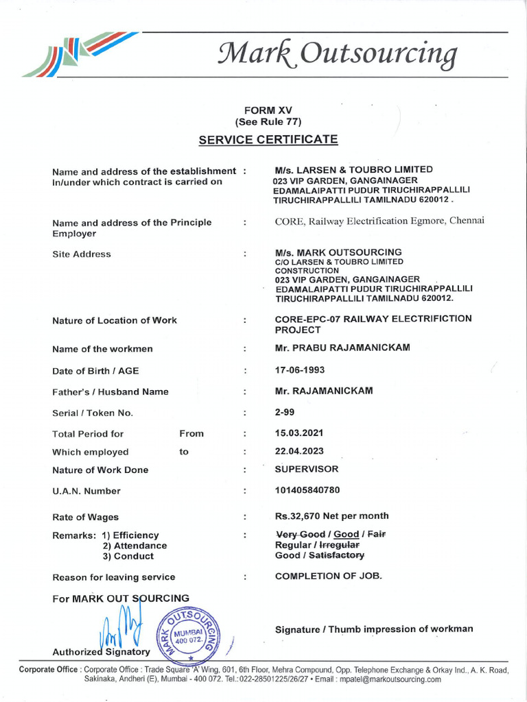 Experience Certificate L@T | PDF