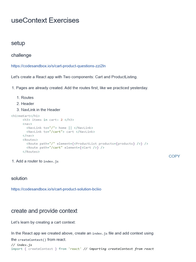 02-Usecontext Exercises | PDF