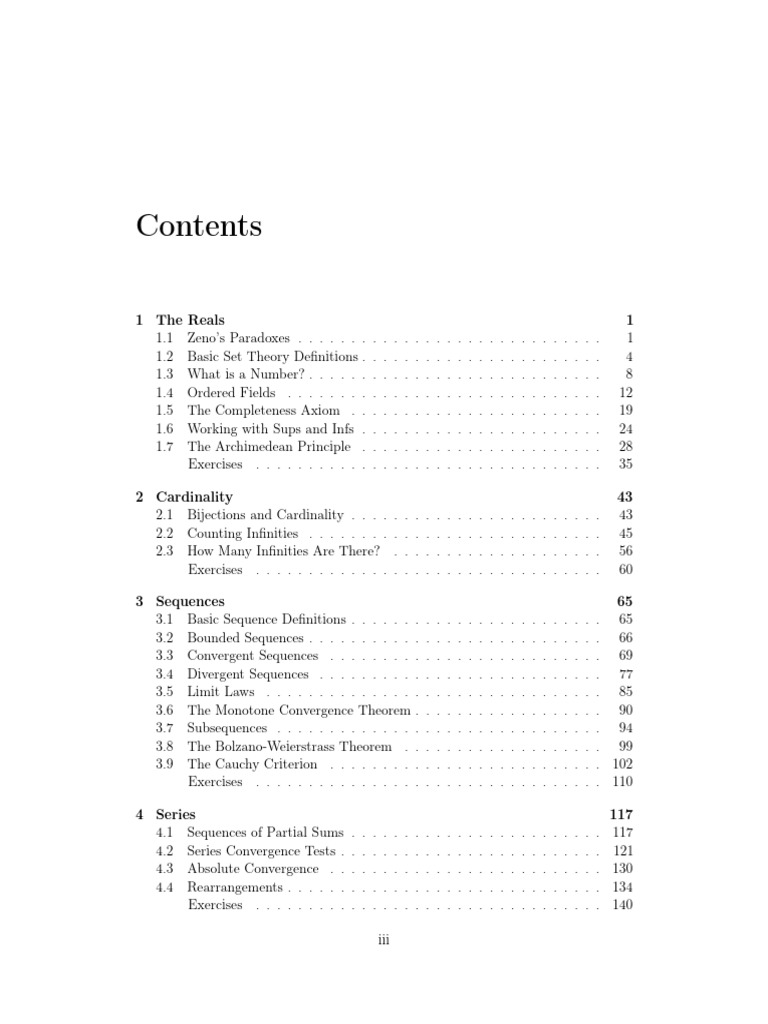 Analysis TOC | PDF