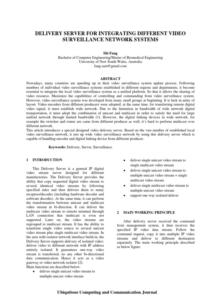 Video Delivery Server for Surveillance | PDF | Streaming Media | Multicast