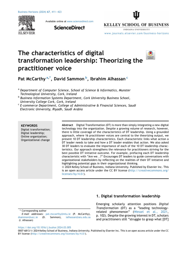 The Characteristics of Digital Transformation Leadership T 2024 ...