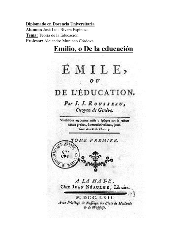 Emilio O De La Educación Descargar Gratis Pdf Emile O Sobre